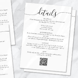 Tarjeta De Recepción Detalles del Boda sencillo de guión elegante clási