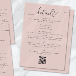 Tarjeta De Recepción Detalles del Boda simple de guión bohemio de Rubor