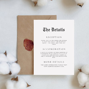 Tarjeta De Recepción Detalles del Boda simple de moda antiguo