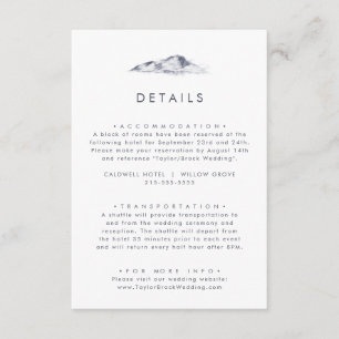 Tarjeta De Recepción Detalles del Boda simple de montaña