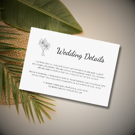 Tarjeta De Recepción Detalles del Boda simple de palmeras tropicales
