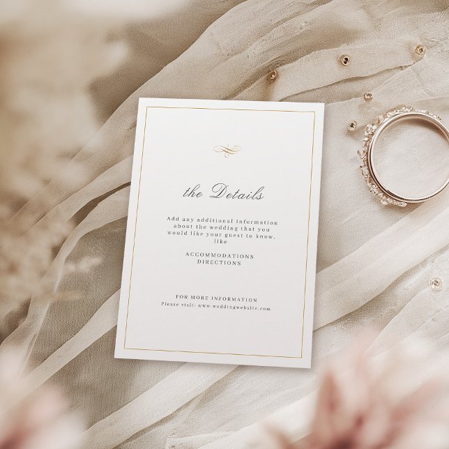Tarjeta De Recepción Detalles del Boda simple del guión de la elegancia (Classic Elegance Script Simple Wedding Details Enclosure Card)