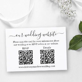 Tarjeta De Recepción Detalles del Boda simple minimalista 2 QR RSVP