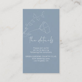 Tarjeta De Recepción Detalles del Boda simple Minimalista Dusty Blue