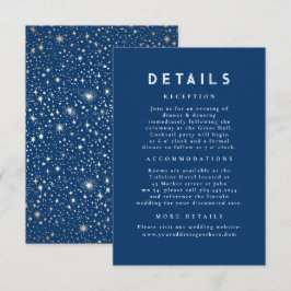 Tarjeta De Recepción Detalles del Boda Starry Night Celestial Blue Gold