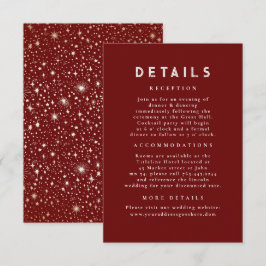 Tarjeta De Recepción Detalles del Boda Starry Night Celestial Red Gold