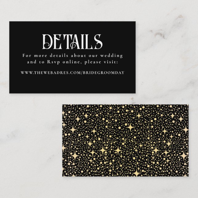 Tarjeta De Recepción Detalles del Boda Stars Black Boda (Anverso / Reverso)