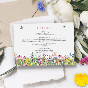 Tarjeta De Recepción Detalles del Boda Summer Wildflowers