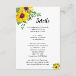 Tarjeta De Recepción Detalles del Boda Sunflowers Greenery Bridal Showe