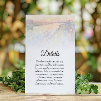 Tarjeta De Recepción Detalles del Boda Sunset de Savannah GA River Stre