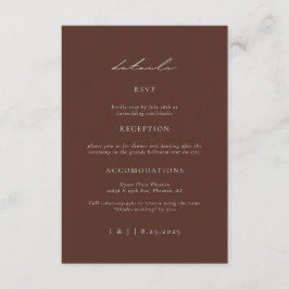 Tarjeta De Recepción Detalles del Boda SYDNEY Espresso