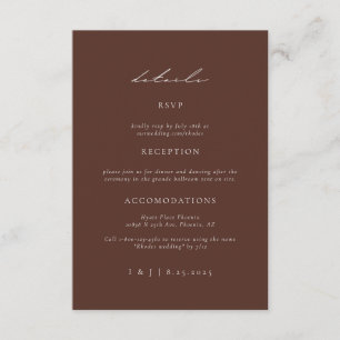 Tarjeta De Recepción Detalles del Boda SYDNEY Espresso