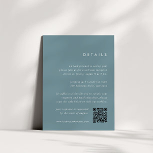 Tarjeta De Recepción Detalles del Boda todo en uno de color azul turbio