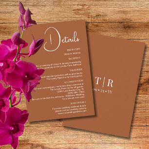 Tarjeta De Recepción Detalles del Boda Tracotta de Simplicidad Clásica