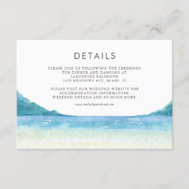 Tarjeta De Recepción Detalles del Boda tropical acuático frente al mar