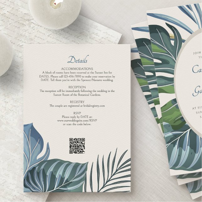 Tarjeta De Recepción Detalles del Boda Tropical Beach Palm (Subido por el creador)