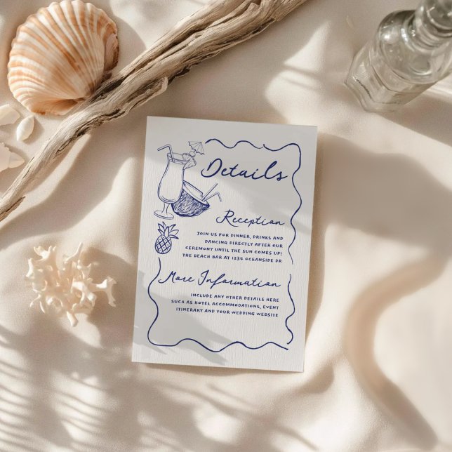 Tarjeta De Recepción Detalles del Boda Tropical Cocktail & Pineapple (Subido por el creador)
