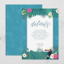 Tarjeta De Recepción Detalles del Boda tropical de color de agua ID577 