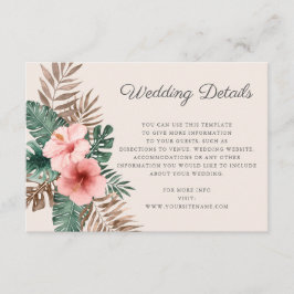 Tarjeta De Recepción Detalles del Boda tropical de color verde sabio