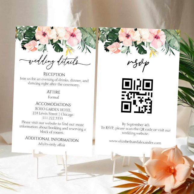 Tarjeta De Recepción Detalles del Boda tropical de Hibiscus | RSVP | Có (Subido por el creador)