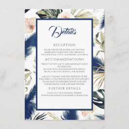 Tarjeta De Recepción Detalles del Boda tropical de la hierba azul de la