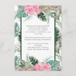 Tarjeta De Recepción Detalles del Boda tropical Flamingo rosa