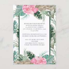 Tarjeta De Recepción Detalles del Boda tropical Flamingo rosa