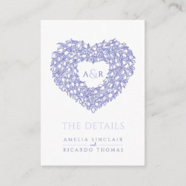 Tarjeta De Recepción detalles del boda tulip ramo monograma azul blanco