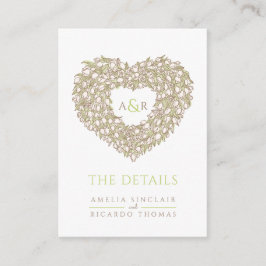 Tarjeta De Recepción detalles del boda tulip ramo monograma marrón verd