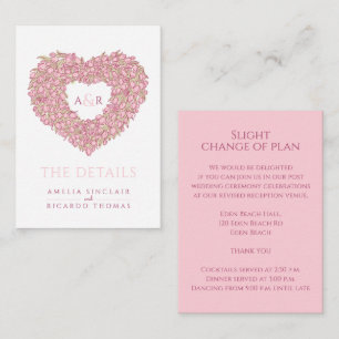 Tarjeta De Recepción detalles del boda tulipanes rosados monograma de r