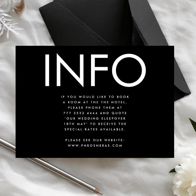 Tarjeta De Recepción Detalles del Boda Ultra Moderno Bold Big INFO (Subido por el creador)