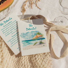Tarjeta De Recepción Detalles del Boda único de la playa de color dibuj