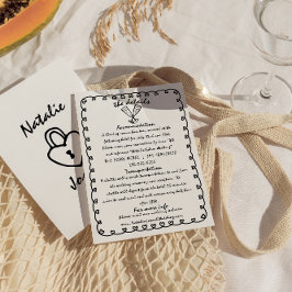 Tarjeta De Recepción Detalles del Boda único dibujado a mano retro