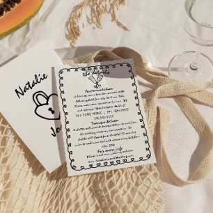 Tarjeta De Recepción Detalles del Boda único dibujado a mano retro
