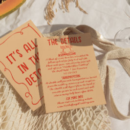 Tarjeta De Recepción Detalles del Boda único retro de color rojo extrañ