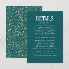 Tarjeta De Recepción Detalles del Boda Verde azulado de las estrellas d