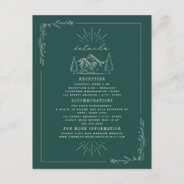 Tarjeta De Recepción Detalles del Boda Verde azulado de las Montañas de