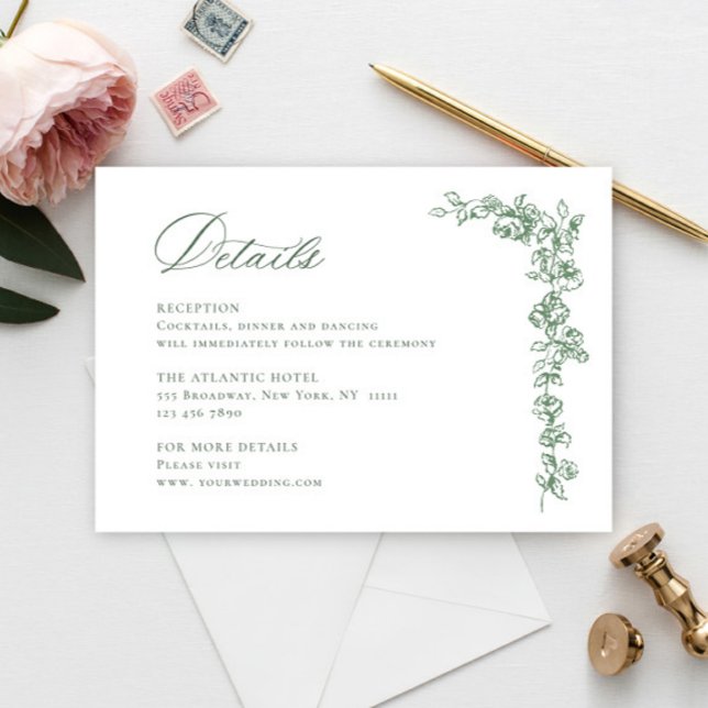 Tarjeta De Recepción Detalles del Boda verde de la orquesta renacentist (Subido por el creador)