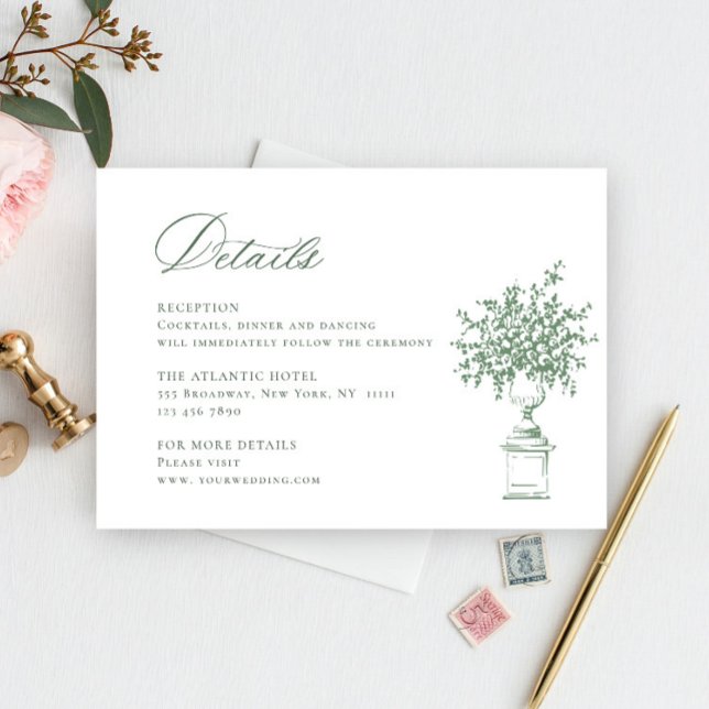 Tarjeta De Recepción Detalles del Boda verde de la orquesta renacentist (Subido por el creador)