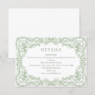 Tarjeta De Recepción Detalles del Boda verde de la orquesta renacentist