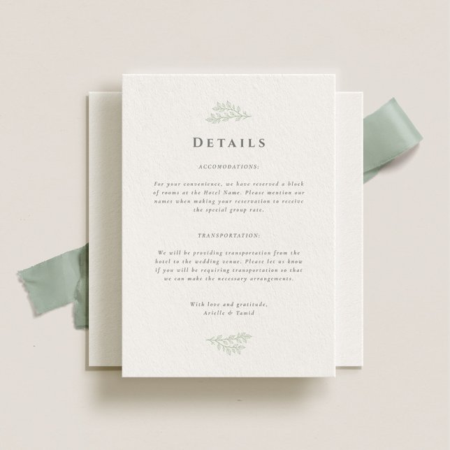 Tarjeta De Recepción Detalles del Boda Verde de la Selva Forestal (Subido por el creador)