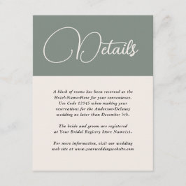 Tarjeta De Recepción Detalles del Boda verde de la sencillez moderna y