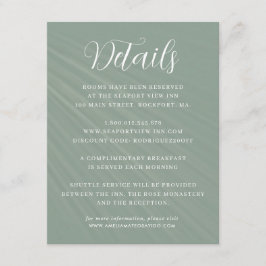 Tarjeta De Recepción Detalles del Boda verde del guión sencillo