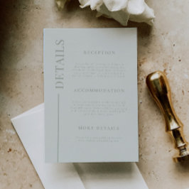 Tarjeta De Recepción Detalles del Boda verde del sabio de línea limpia