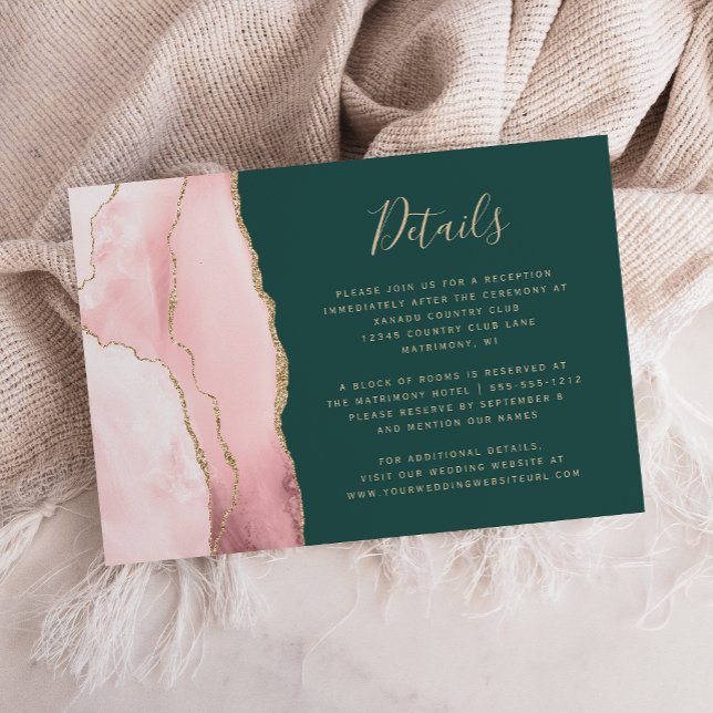 Tarjeta De Recepción Detalles del Boda verde esmeralda de la agencia de (Subido por el creador)