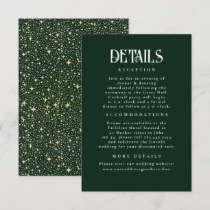 Tarjeta De Recepción Detalles del Boda verde esmeralda de las estrellas