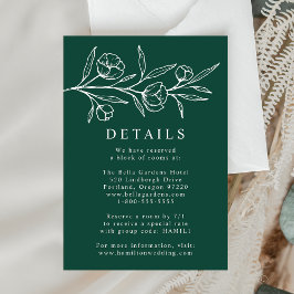 Tarjeta De Recepción Detalles del Boda verde floral esbozado