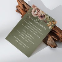 Detalles del Boda verde oliva sórdida. Floral Boho
