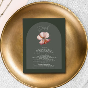 Tarjeta De Recepción Detalles del Boda Verde Oscuro del Arco Anemone
