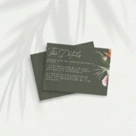 Tarjeta De Recepción Detalles del Boda Verde Oscuro Floral Tropical